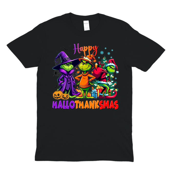 Happy Hallothanksmas Shirt – Grinch Holiday Mashup Tee