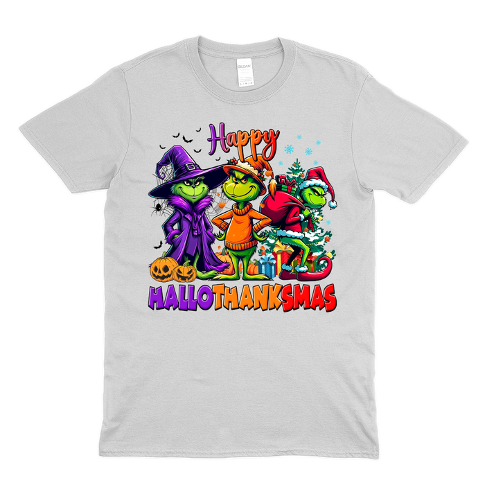 Happy Hallothanksmas Shirt – Grinch Holiday Mashup Tee