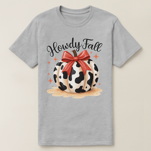 Howdy Fall Cow Print Pumpkin Tee