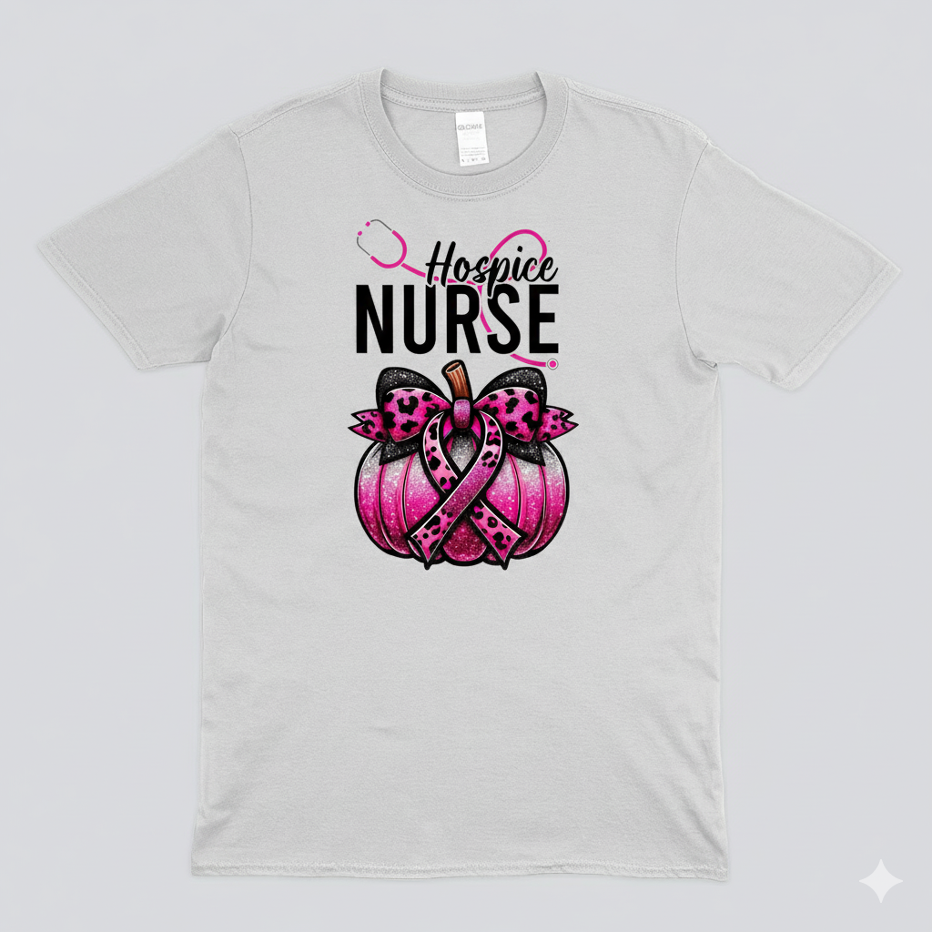 Hospice Nurse Breast Cancer Awareness Pumpkin T-Shirt
