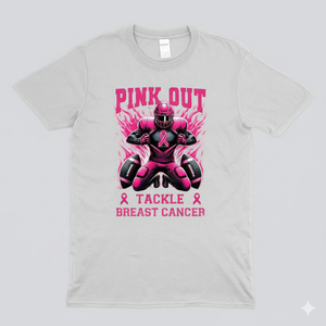 Pink Out Tackle Breast Cancer Football Awareness T-Shirt