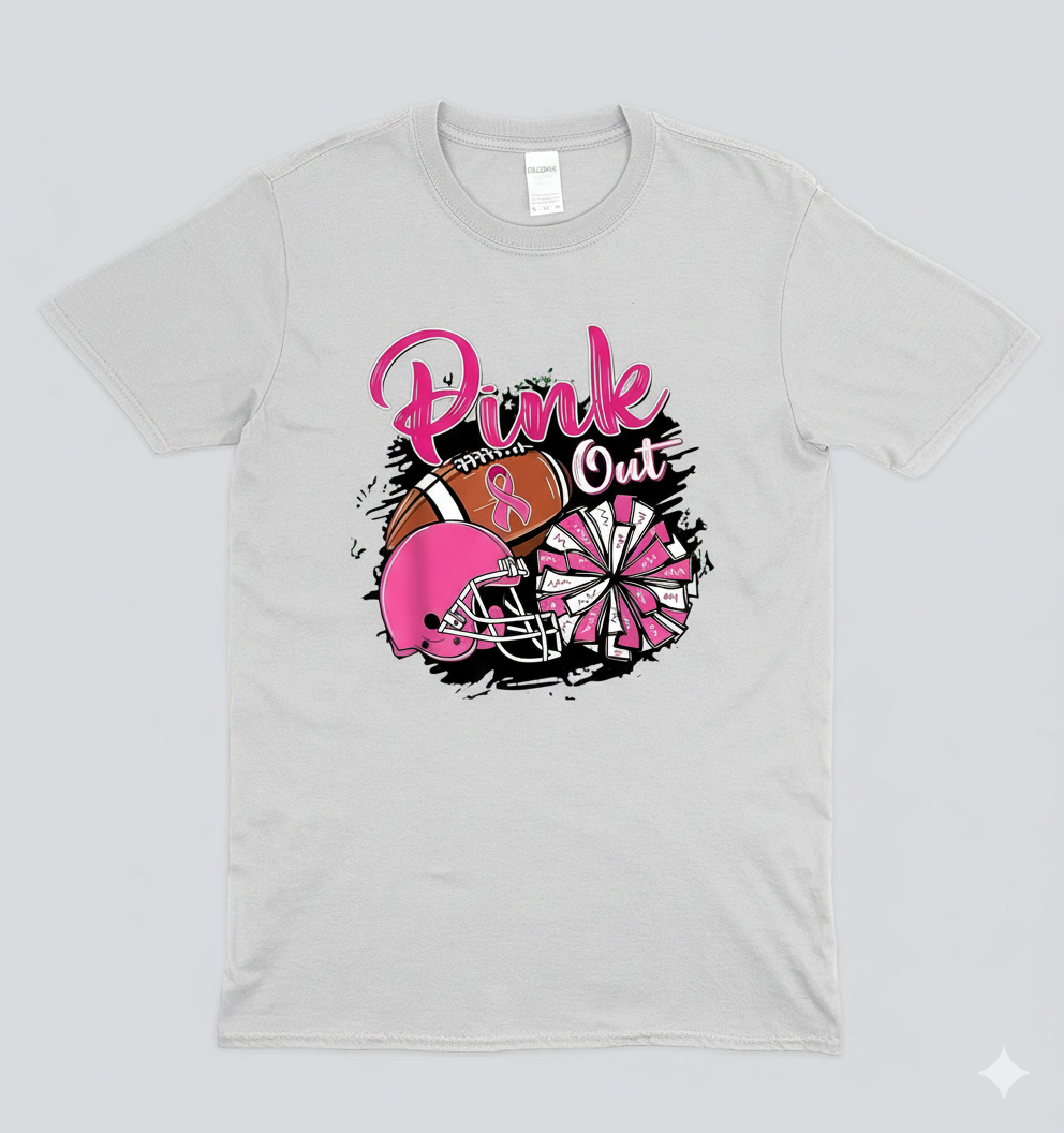 Pink Out Football Cheer Breast Cancer Awareness T-Shirt